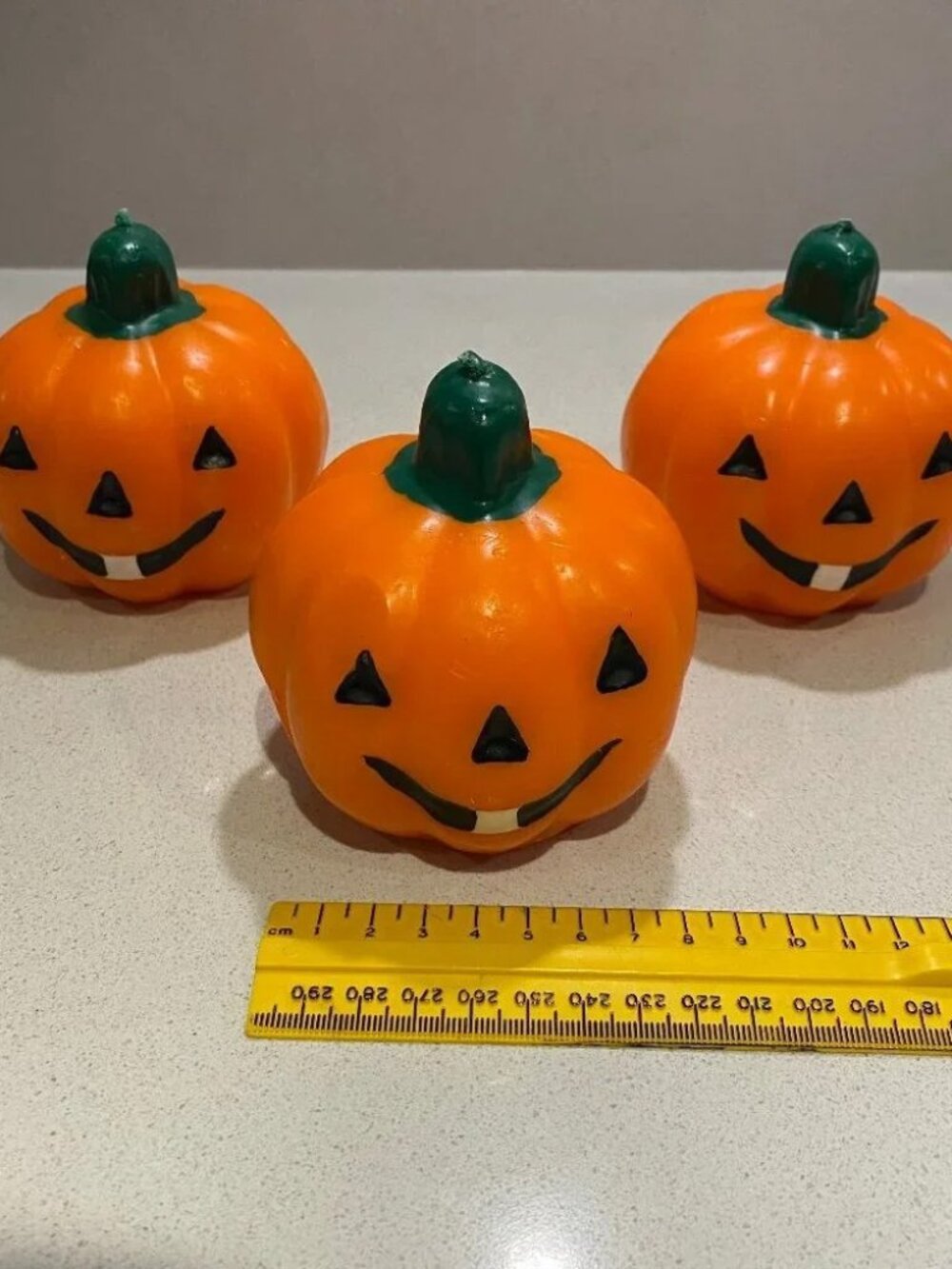 LOT OF 3 VINTAGE GURLEY HALLOWEEN JACK-O-LANTERN CANDLES